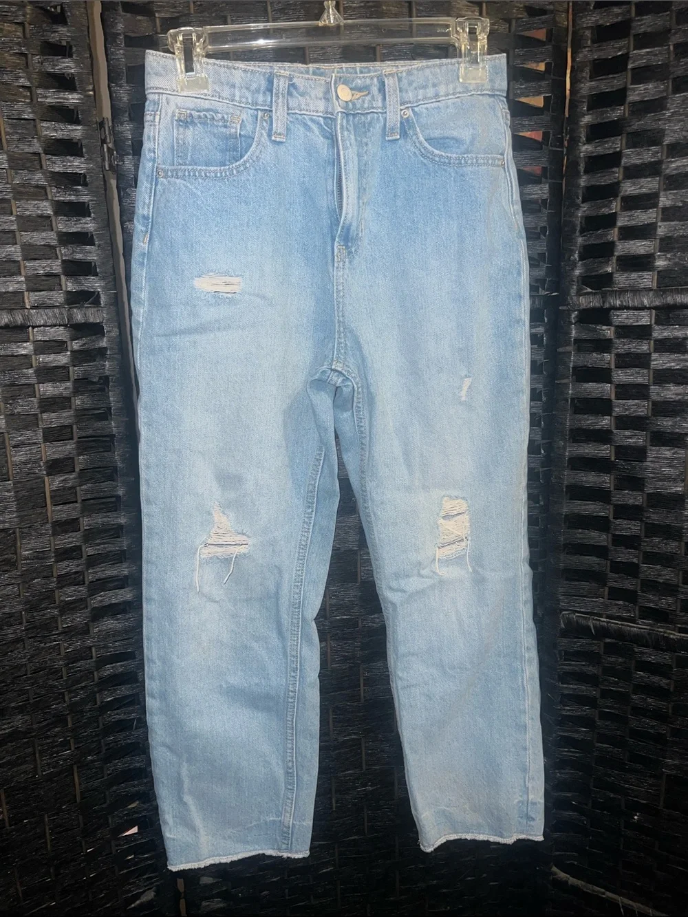 Old Navy Light Blue slouchy straight Distressed Jeans youth girls size 12